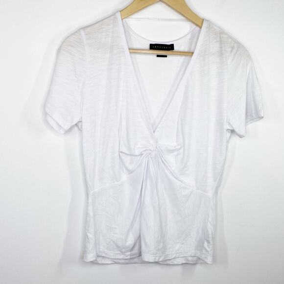 Sanctuary White Short Sleeve V-Neck Twist Front T-Shirt Women's Size Small NWOT - Picture 1 of 7
